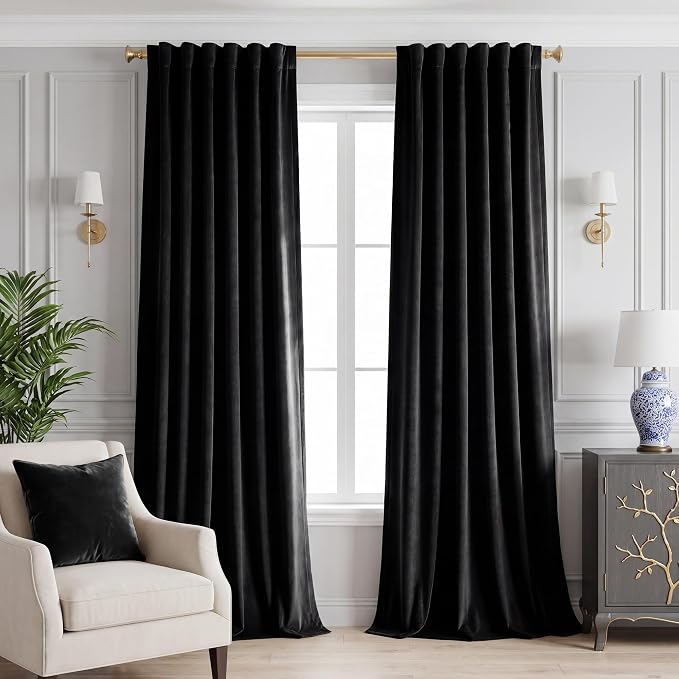Extra Long Black Velvet Curtains by StangH