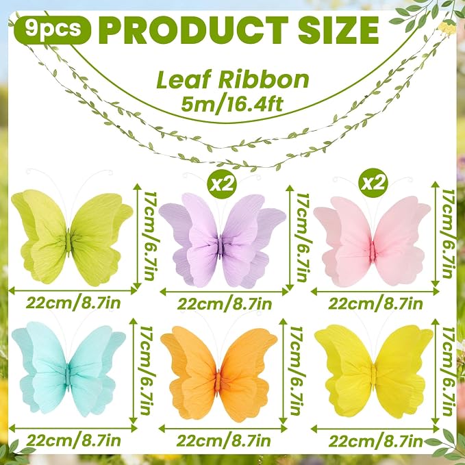 3D Hanging Butterfly Decorations, Colorful Butterfly Birthday Party Decorations - Image 3