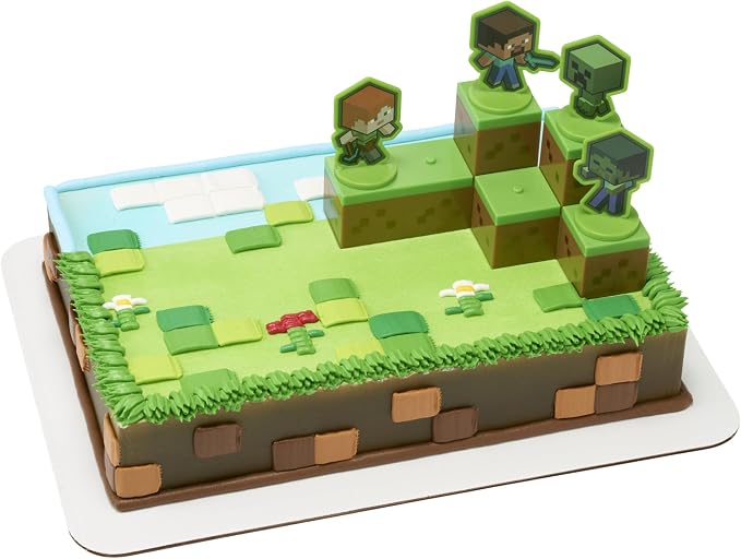 DecoSet® Mobs Beware Minecraft Cake Topper, 6-Piece Stackable Cake Decoration by Decopac