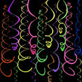56 PCS UV Colorful Ceiling Swirl Decoration Hanging Paper Neon Streamer by WELITTCON