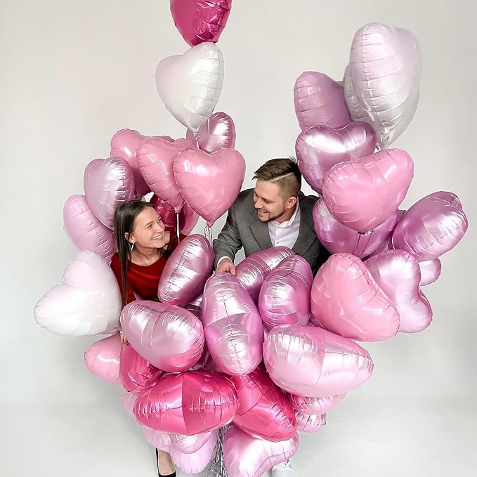 Pink Heart Balloons, 18Inch Pearl Pink Helium Balloon - Image 5