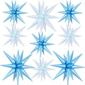 9Pcs Light Blue and Iridescent Star Balloons, Large Explosion Foil Balloons by Dagelar