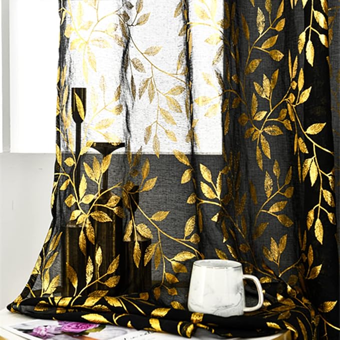 Sutuo Home Black Sheer Curtains 96 Inches Long 2 Panels Set, Privacy Window - Image 6