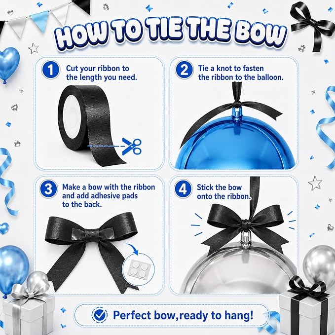 Black Blue Silver Round Foil Balloons - Image 3