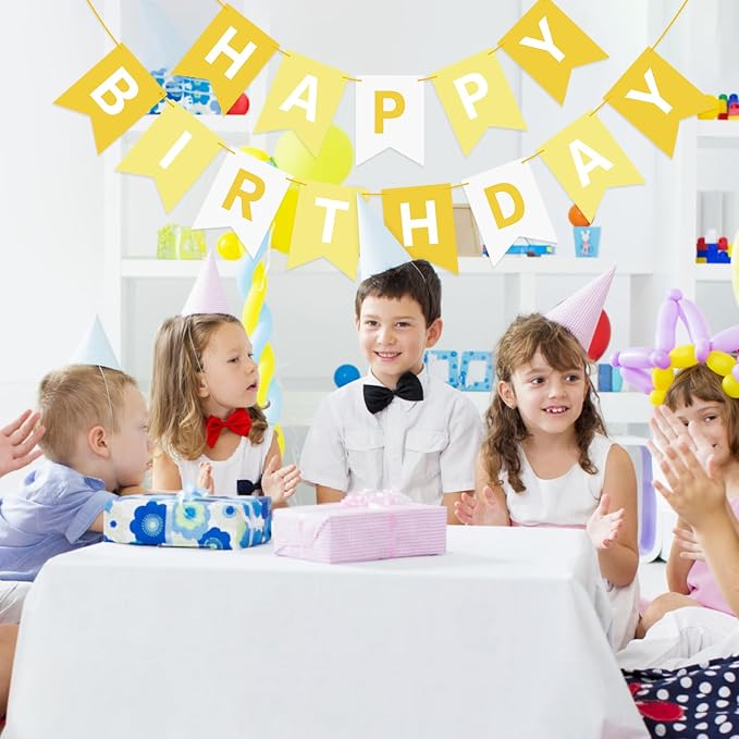 Hooqict Happy Birthday Banner Yellow Birthday Decorations - Image 3