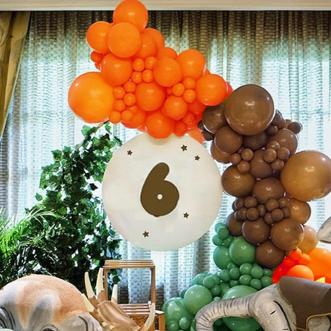 164 PCS Dinosaur Balloons Garland Green Orange Brown Balloons Arch Kit - Image 5