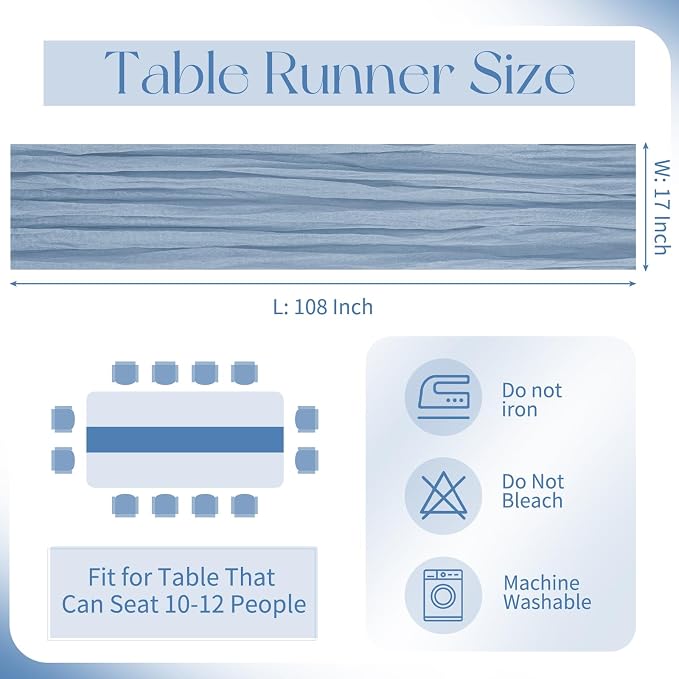 10 Pack Dusty Blue Cheesecloth Table Runner 17x108 Inch Boho Gauze Cheese Cloth - Image 2