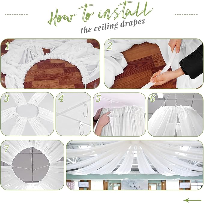 6 Panels White Ceiling Drapes for Wedding Ceiling Drapes 5ftx20ft Wedding Arch - Image 7