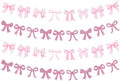 4pcs Glitter Pink Bow Garland Banner Pre-Strung Pink Bow Theme Party Backdrop by RICHHHA