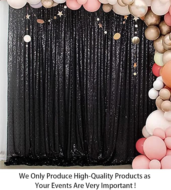 ShinyBeauty 4FTx8FT Black Sequin Backdrop, Sequin Photo Booth Backdrop - Image 3