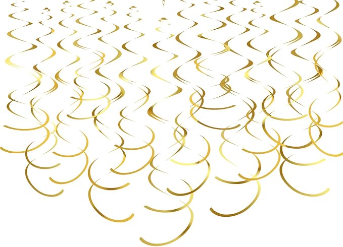 Gold Hanging Swirl Decorations Plastic Streamers Foil Swirls Ceiling by MISU
