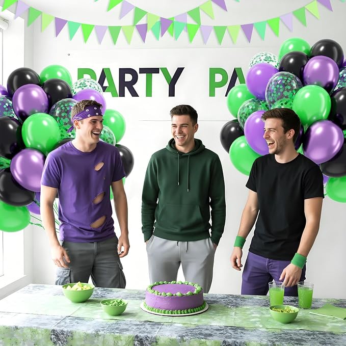 60pcs Green Purple and Black Balloons 12inch - Image 5