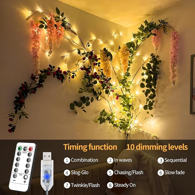 FNHMSL Enchanted Willow Vine Lights, 7.55FT 144LED 2 PCS White Tree Branch - Image 3