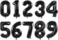 TONIFUL Number Balloons 16 Inch Black 0-9 Number Mylar Foil Balloons 10 Pcs by TONIFUL