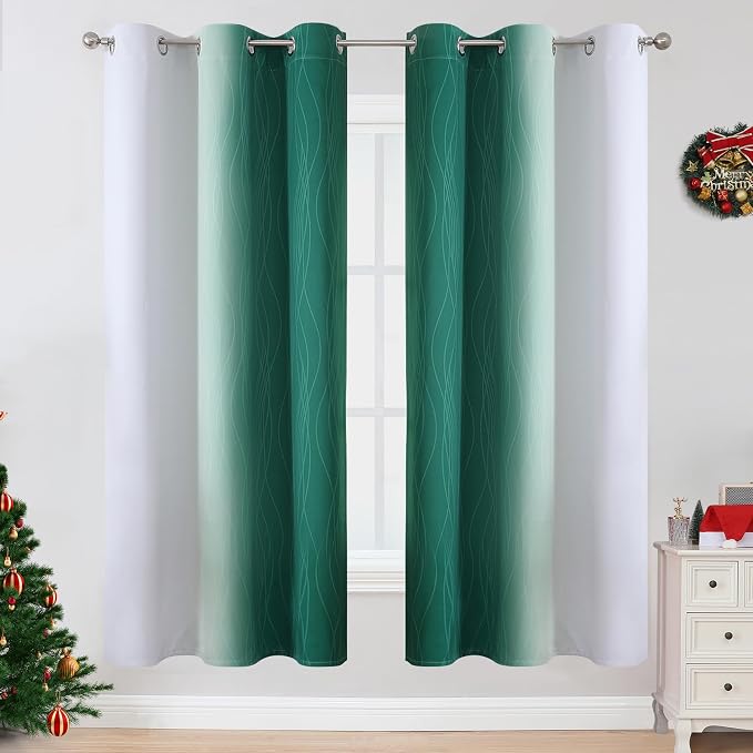 Full Room Darkening Blackout Curtains 72 Inch Length 2 Panels Set, Ombre - Image 2
