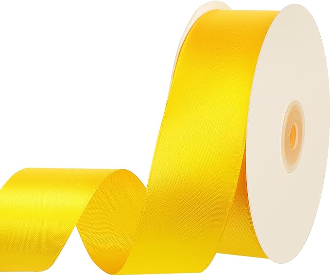 woric Yellow Satin Ribbon 1 1/2 Inch 60 Yards Fall Wreath Decor Ribbon | Smooth by woric