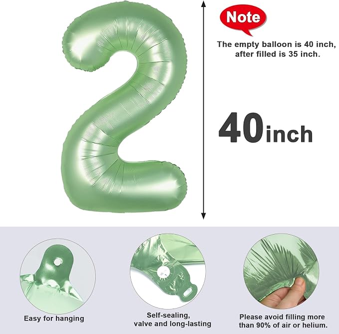 2 Balloon Number 40 Inch Olive Green Balloons - Image 7