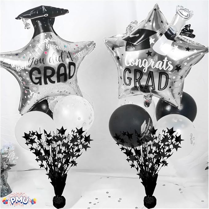 PMU 12 Pack Bursting Star Metallic Foil Spray Centerpiece- Metallic Black - Image 2