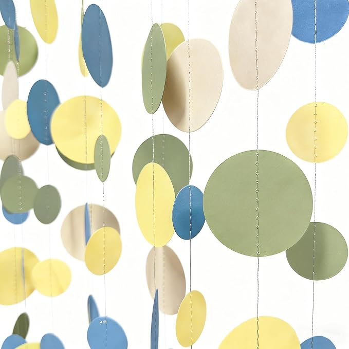 Sage Green Dusty Blue Yellow Beige Polka Dots Garlands Olive Green Macaron - Image 3
