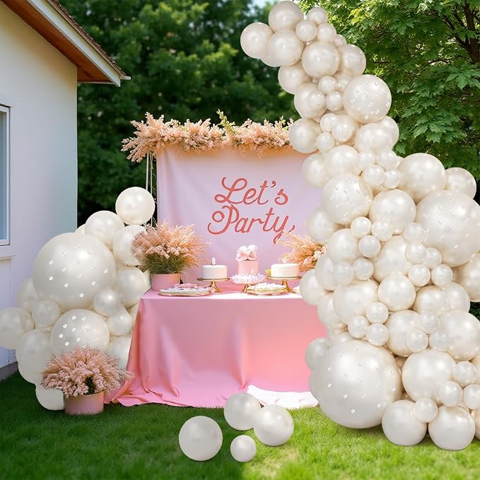 Pearl White Double Stuffed Balloon Arch Kit - Image 5