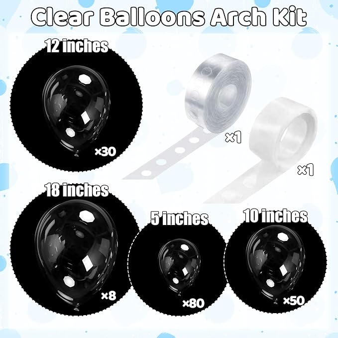 170 Pieces Clear Balloons Different Sizes 5 10 12 18 Inch Latex Balloons Clear - Image 2