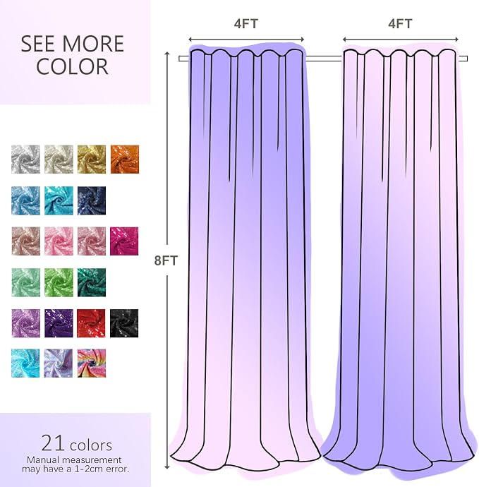 Hahuho Champagne Sequin Backdrop Curtain, Party Decoration（4 Panels, 2FT x 8FT - Image 6