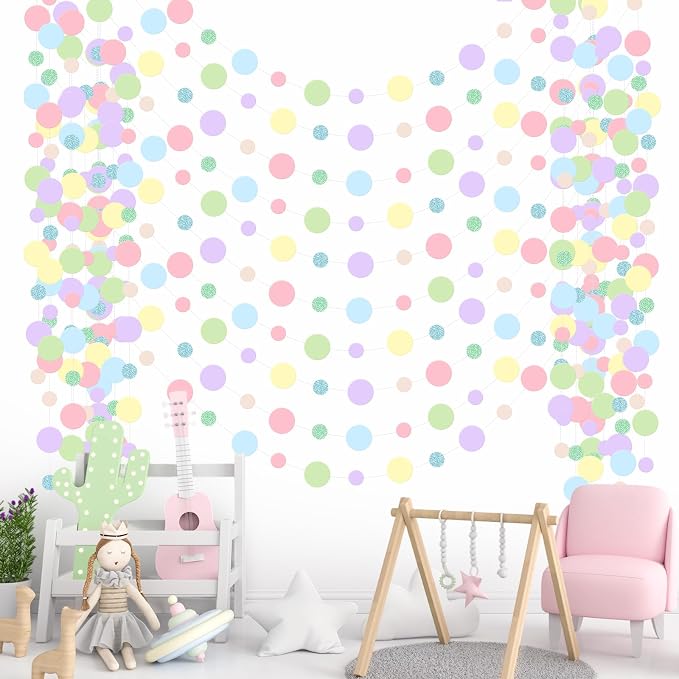 Outus 10 Pieces Colorful Circle Garland Banner Hanging Paper Dot Decorations by Outus