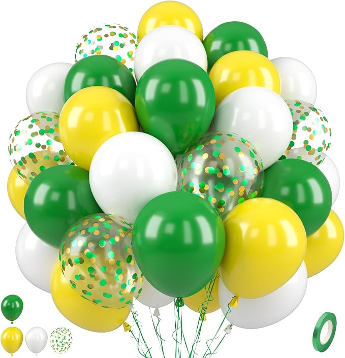 Paready Green and Yellow Balloons, 12 Inch Latex Balloons Helium by Paready