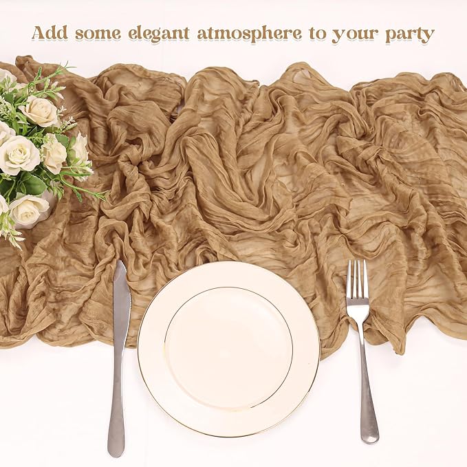 10 Pack Nude Cheesecloth Table Runner 10FT Boho Gauze Fabric Table Runner - Image 5