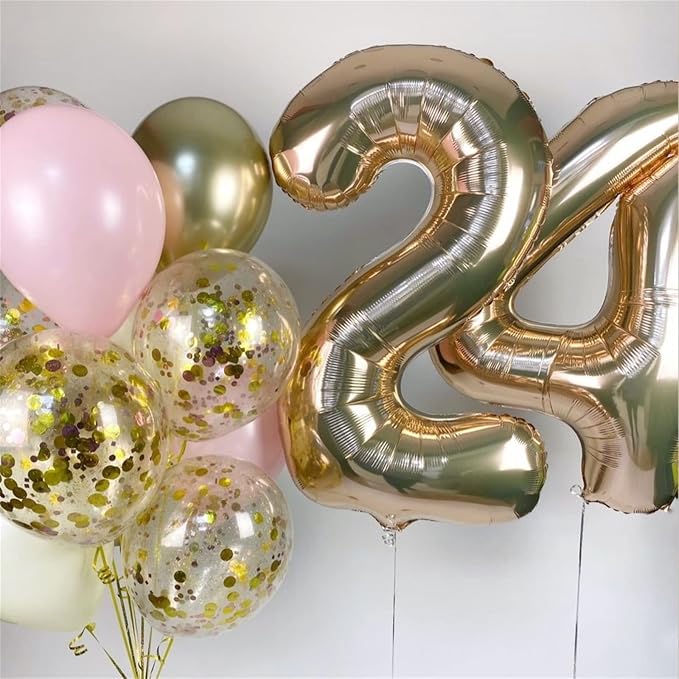80th Birthday Balloons Champagne Gold - Image 6