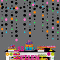 Black and Colorful Circle Dots Hanging Paper Streamer Black Multi-Color Polka by pinkblume