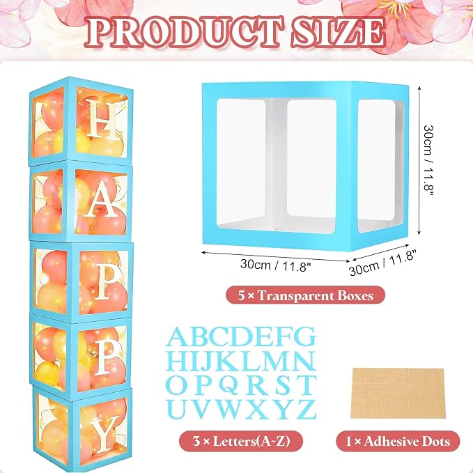 uxcell 5 Pcs Party Balloon Boxes, Transparent Balloon Boxes - Image 2
