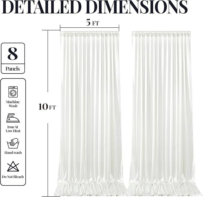 40x10ft Ivory Glitter Backdrop Curtain - Image 9