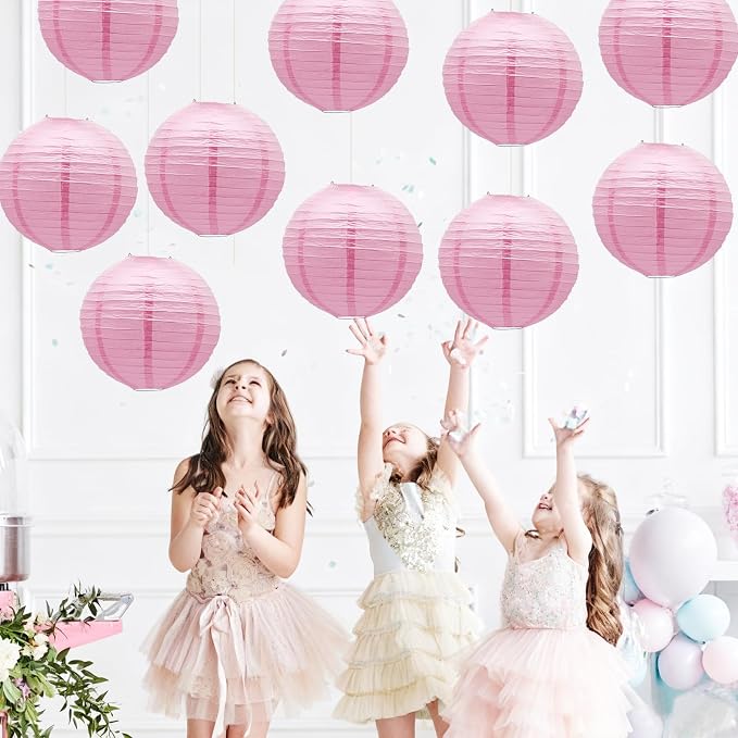 Pink Paper Lanterns Hanging Chinese Round Lanterns - Image 6