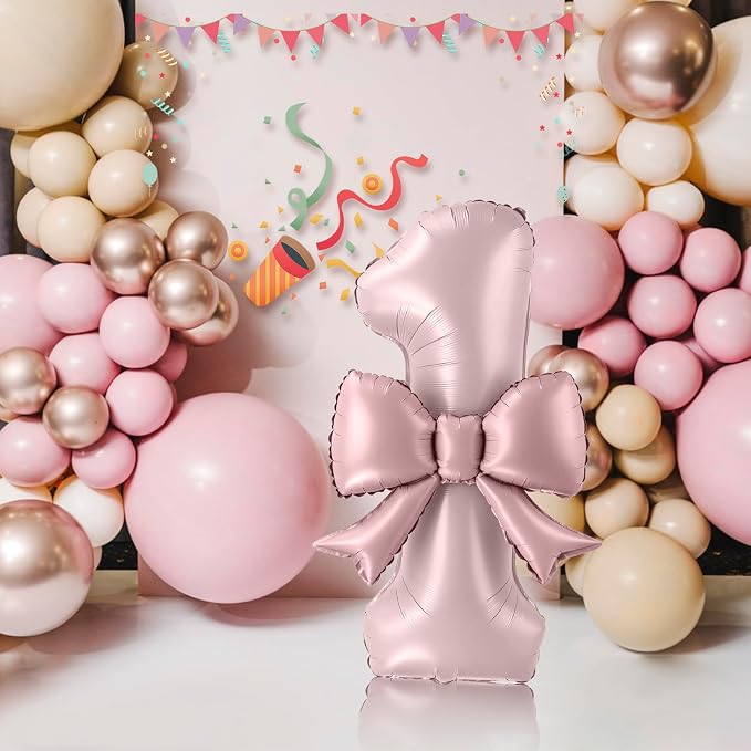 40 Inch Number 1 Balloon with Bow, Coquette Aesthetic Foil Balloon - Image 5