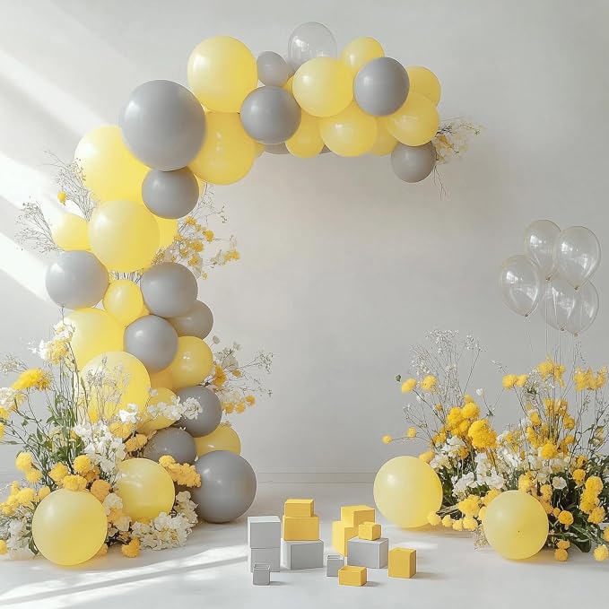 RUBFAC Pastel Yellow Balloons, Light Yellow Balloons Different Sizes 105pcs - Image 5