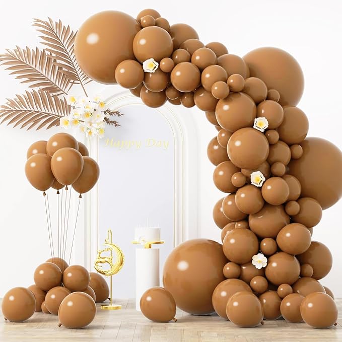 Voircoloria 130pcs Brown Balloons Garland Arch Kit, 18 12 10 5 Inch | by Voircoloria