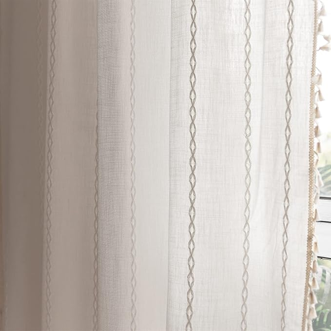 RoomTalks White Modern Farmhouse Textured Curtains - Image 8