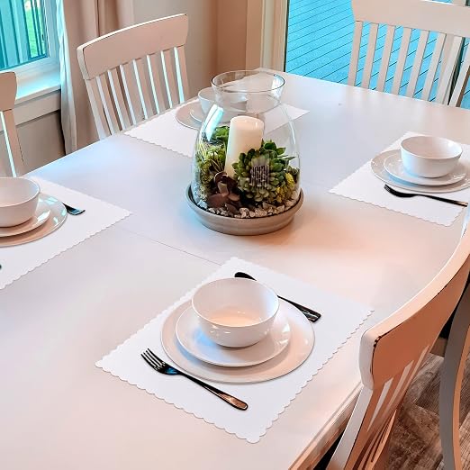 500 Pcs White White Disposable Paper Placemats Bulk Scalloped Edge 14.6 x 10.2 - Image 6