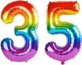40 Inch Number 35 Balloons for 35th Birthday Party Decorations, 0-100 Rainbow by FOBELEC