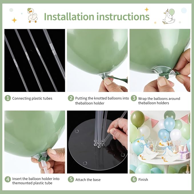 6 Sets One Silly Goose 1st Birthday Decoration Goose Balloon Stand Kit Baby - Image 3