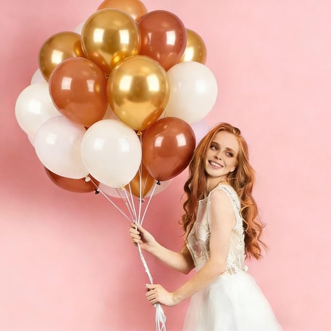 Sand White Balloons 60Pcs 12 Inch Nude Gold Latex Balloon Set - Image 3