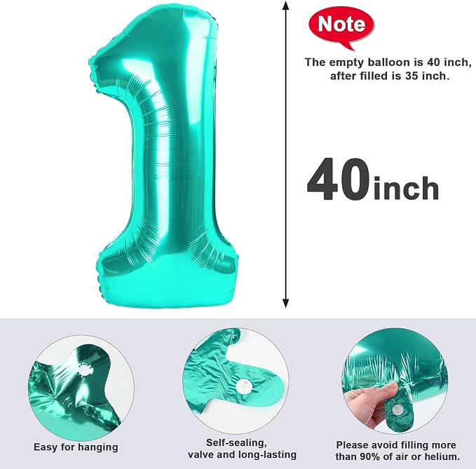 Number 1 Balloons 40 Inch for 1st 11 Birthday Party Decorations, - Image 5