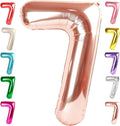7 Balloon Numbers Birthday Decorations, 40In Rose Gold Balloons by Mluchee