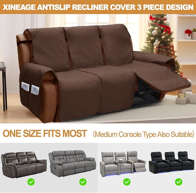 XINEAGE Water Resistant Recliner Cover, 3 seat Recliner Sofa Covers - Image 3