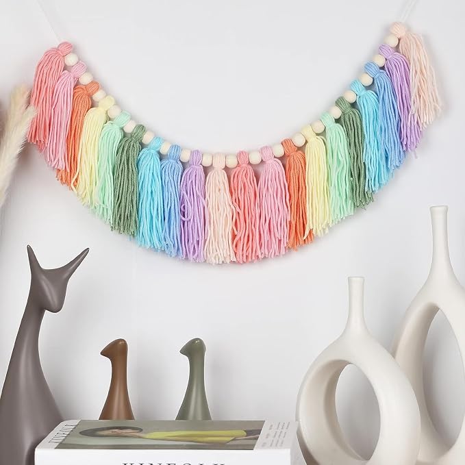 Pastel Rainbow Tassel Garland - Image 3