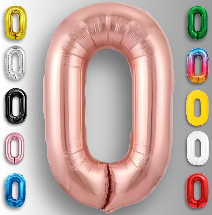 Rose Gold Number Balloon 0 Mylar Foil Macaron Balloons 16 inch - Image 2