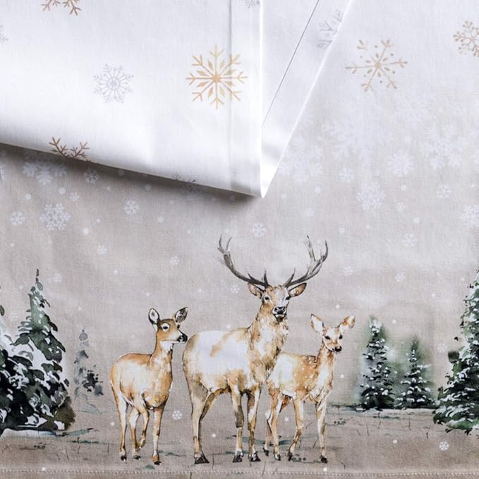 Maison d' Hermine Table Runner 100% Cotton Single Layer Table Runners 36 inches Long for Thanksgiving Christmas Decorations Home Kitchen Dining Party Wedding (Deer in The Woods, 14.5" x 36")