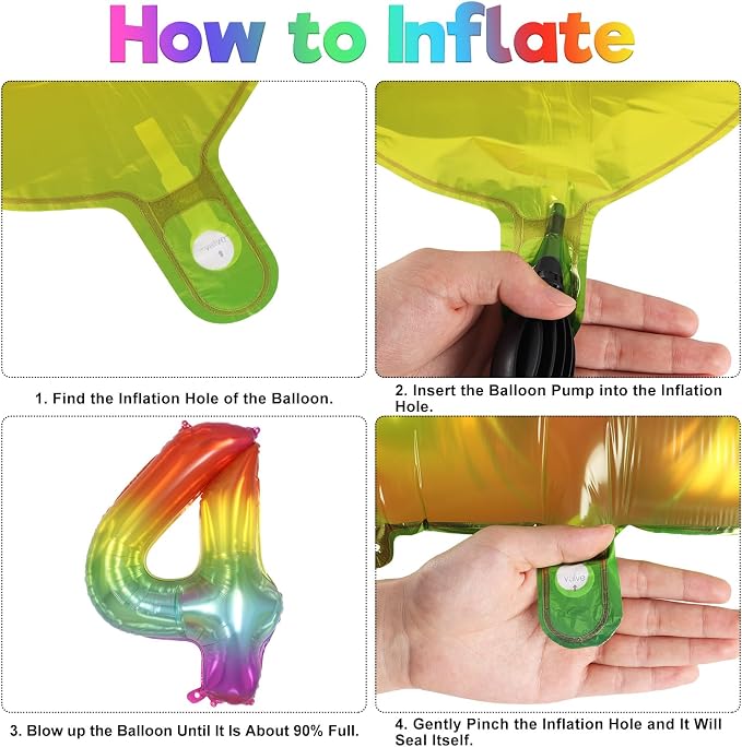 Rainbow Number 4 Balloon 40 Inch, Big Large Foil Number Balloons, Gradient - Image 7