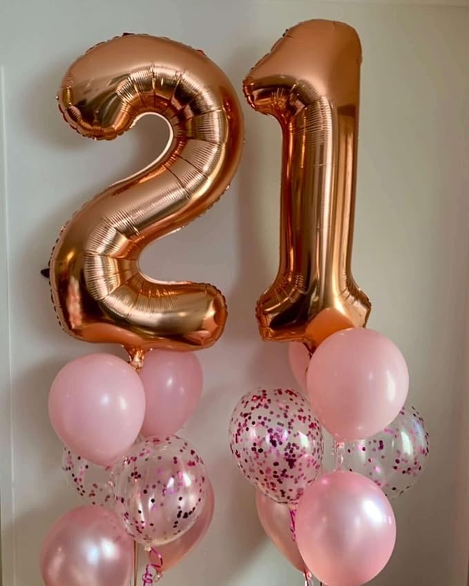 Rose Gold 21 Number Balloons, 40 Inch Giant Number 21 Balloons Foil Mylar - Image 5